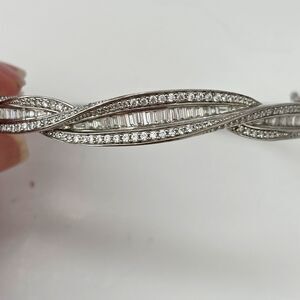 Victoria Wieck Sterling Silver 925 CZ Bangle Bracelet Old Money Parisian Capsule